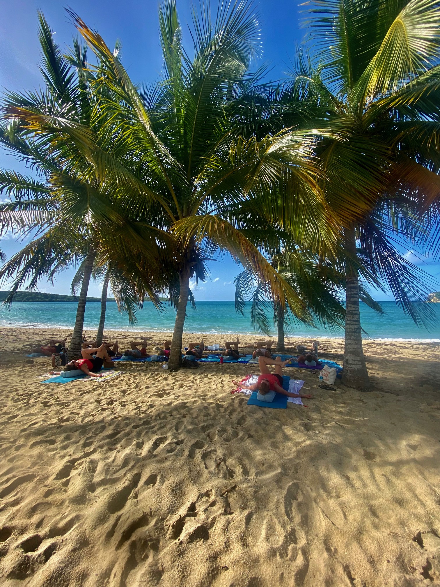 yin yoga class on the beach