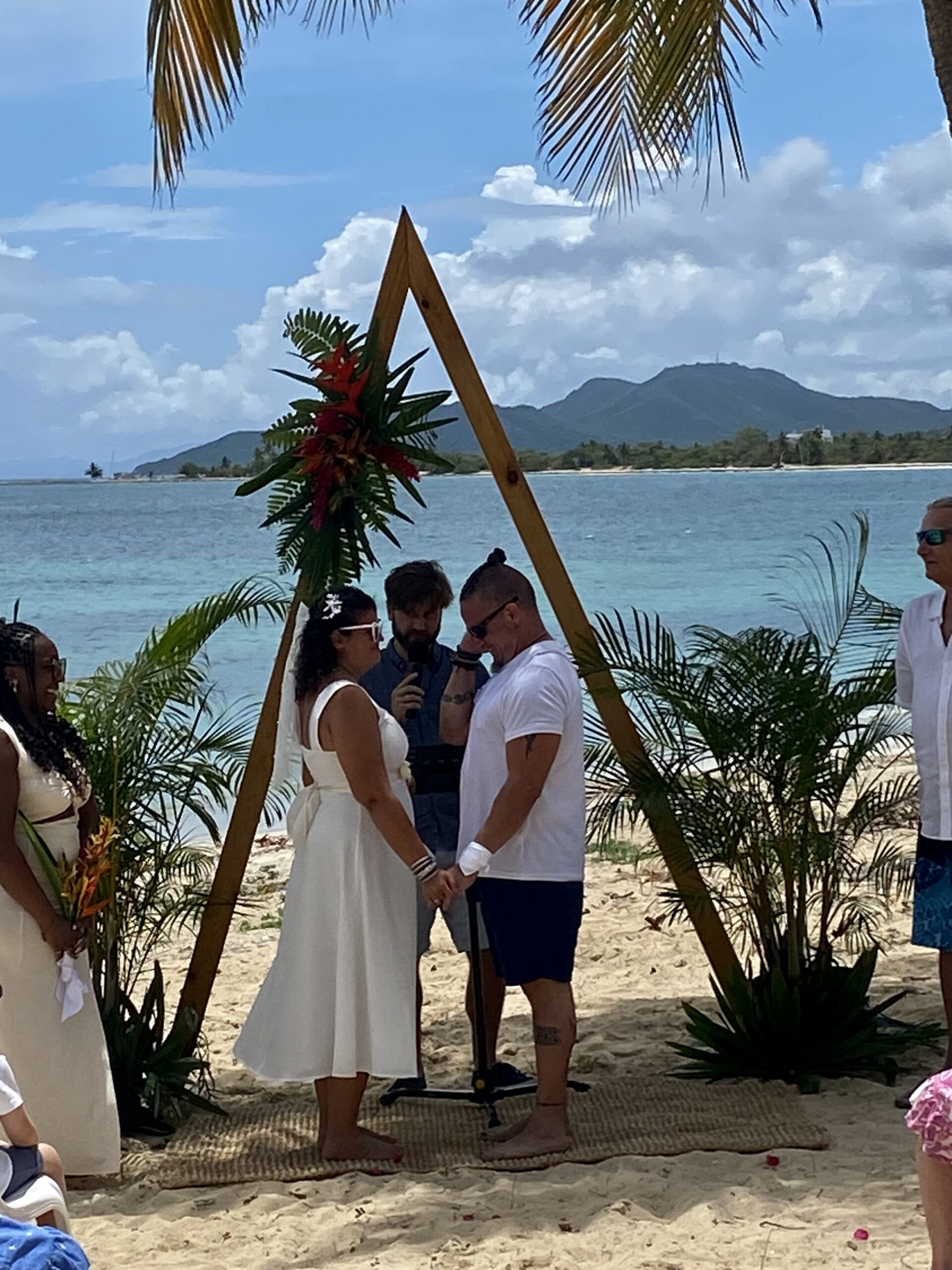 bride and groom at altar