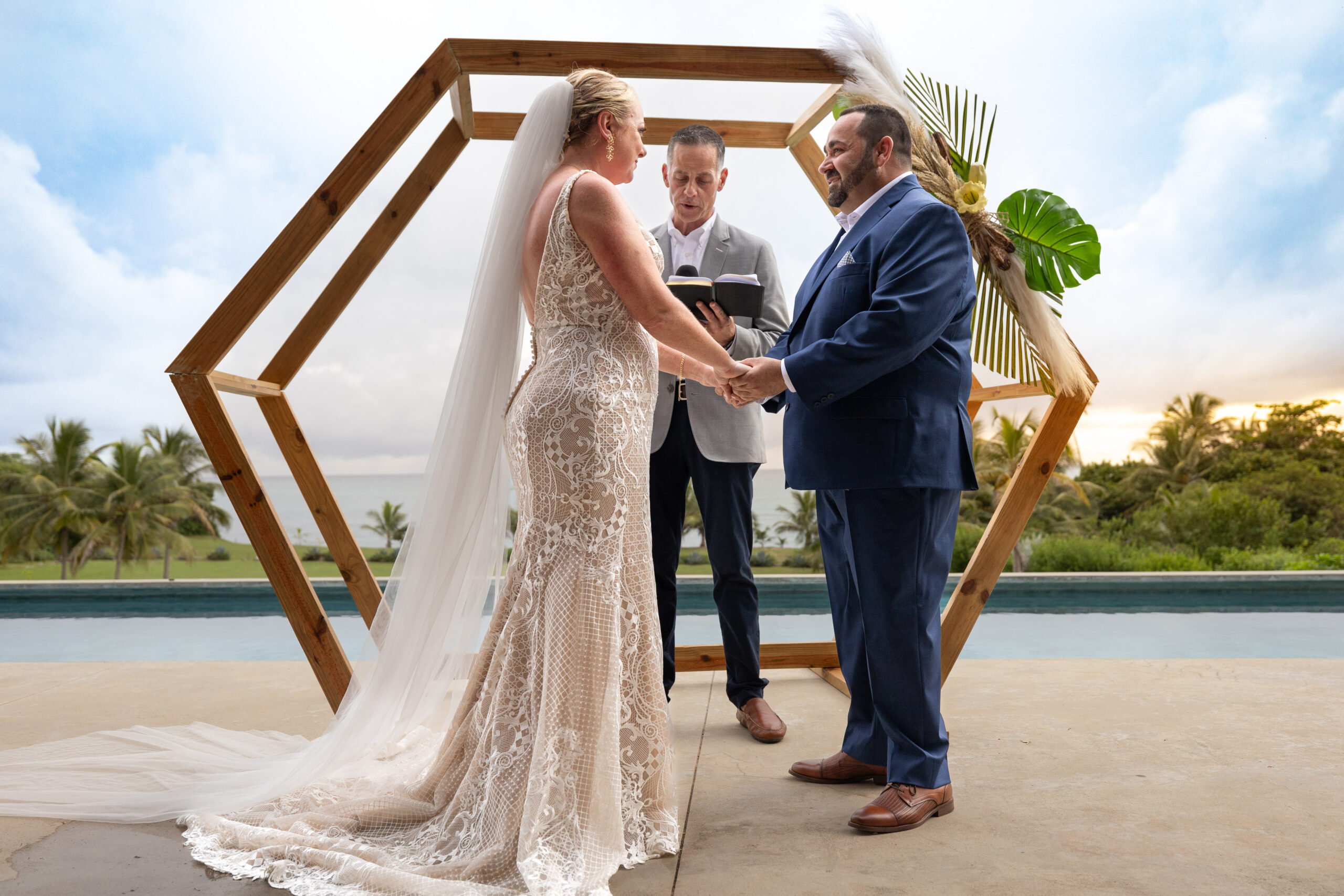 bride and groom at altar