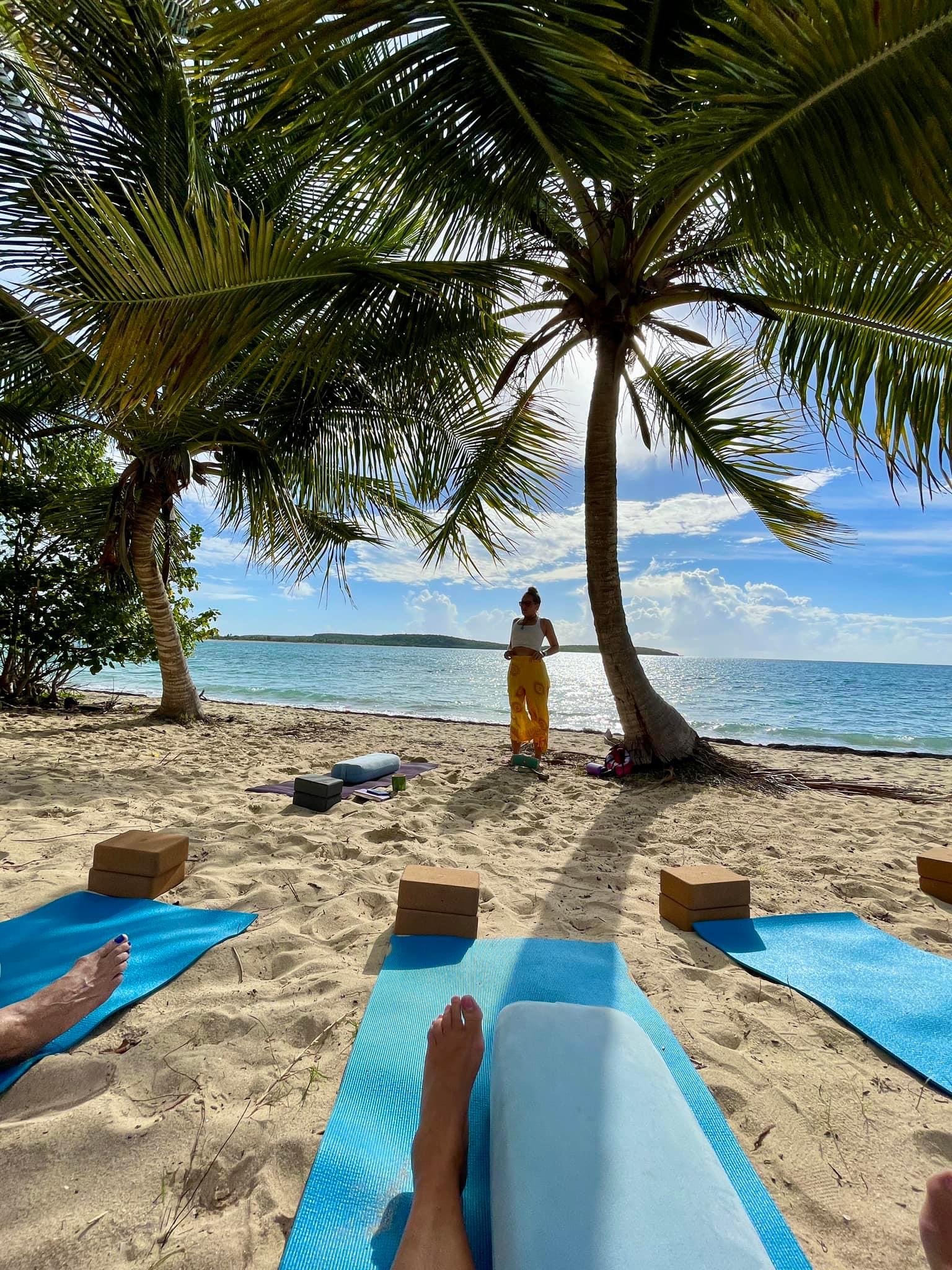 beach yoga class