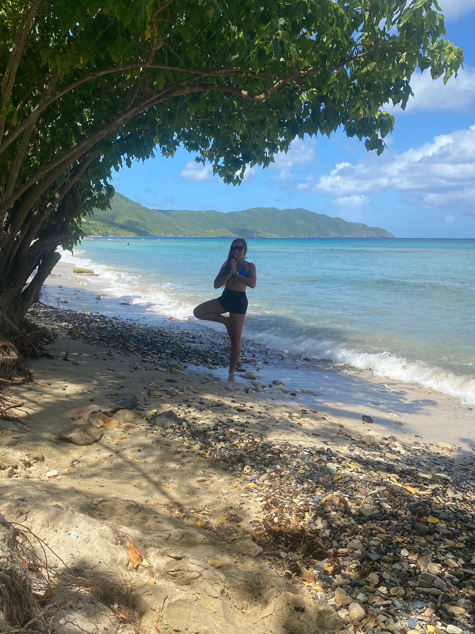 woman balancing in tree pose